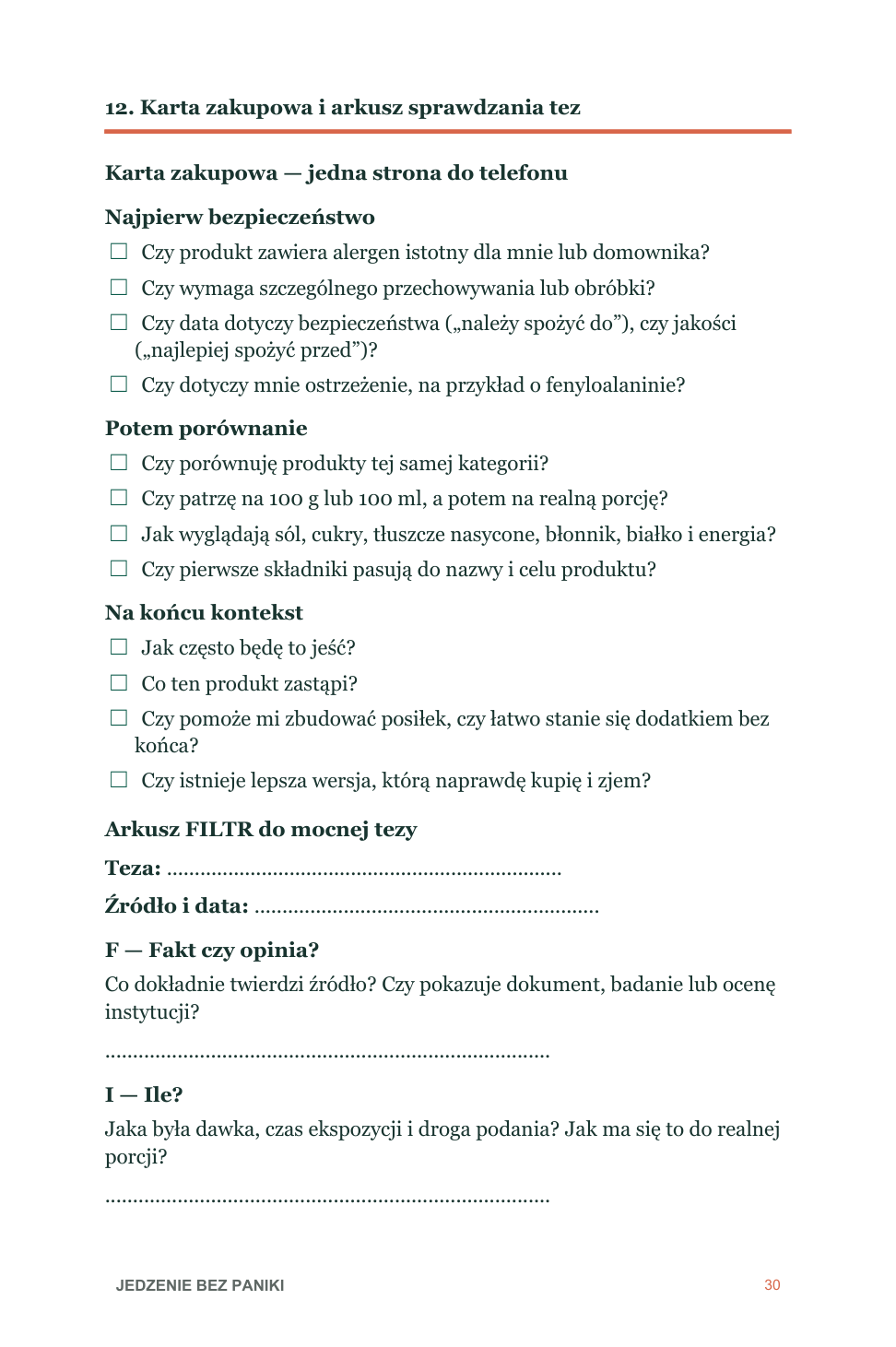 Przykładowa karta zakupowa z e-booka